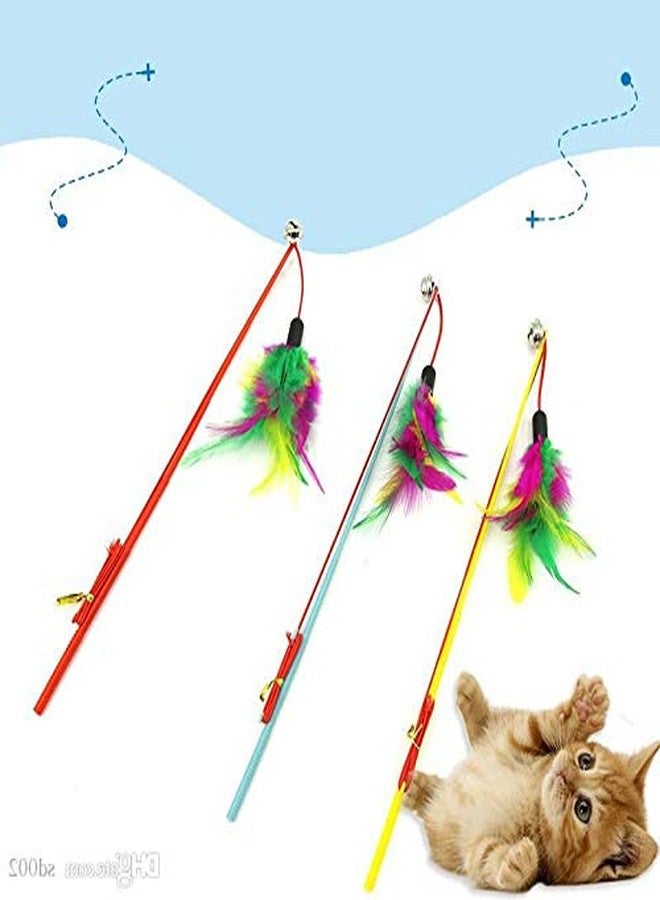 Western Era 47 cm Cat Playful Feather Toy Teaser Stick for Play and Training for Cat, Kitten, Puppy (1 Piece) (Random Color) - Image 1